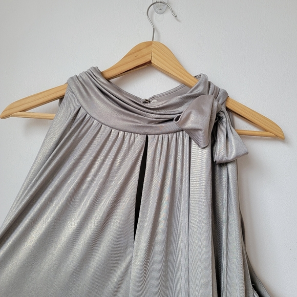 Cocktail Metallic Silver Midi Dress - Picture 4 of 14